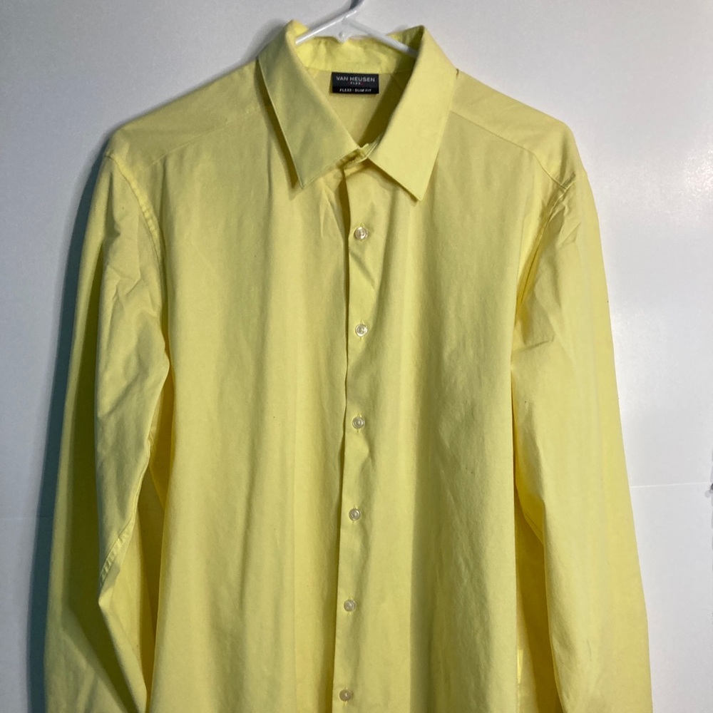 Van Heusen Flex Slim-Fit Dress Shirt Mens Long Sleeve Button Cuff Casual Button
